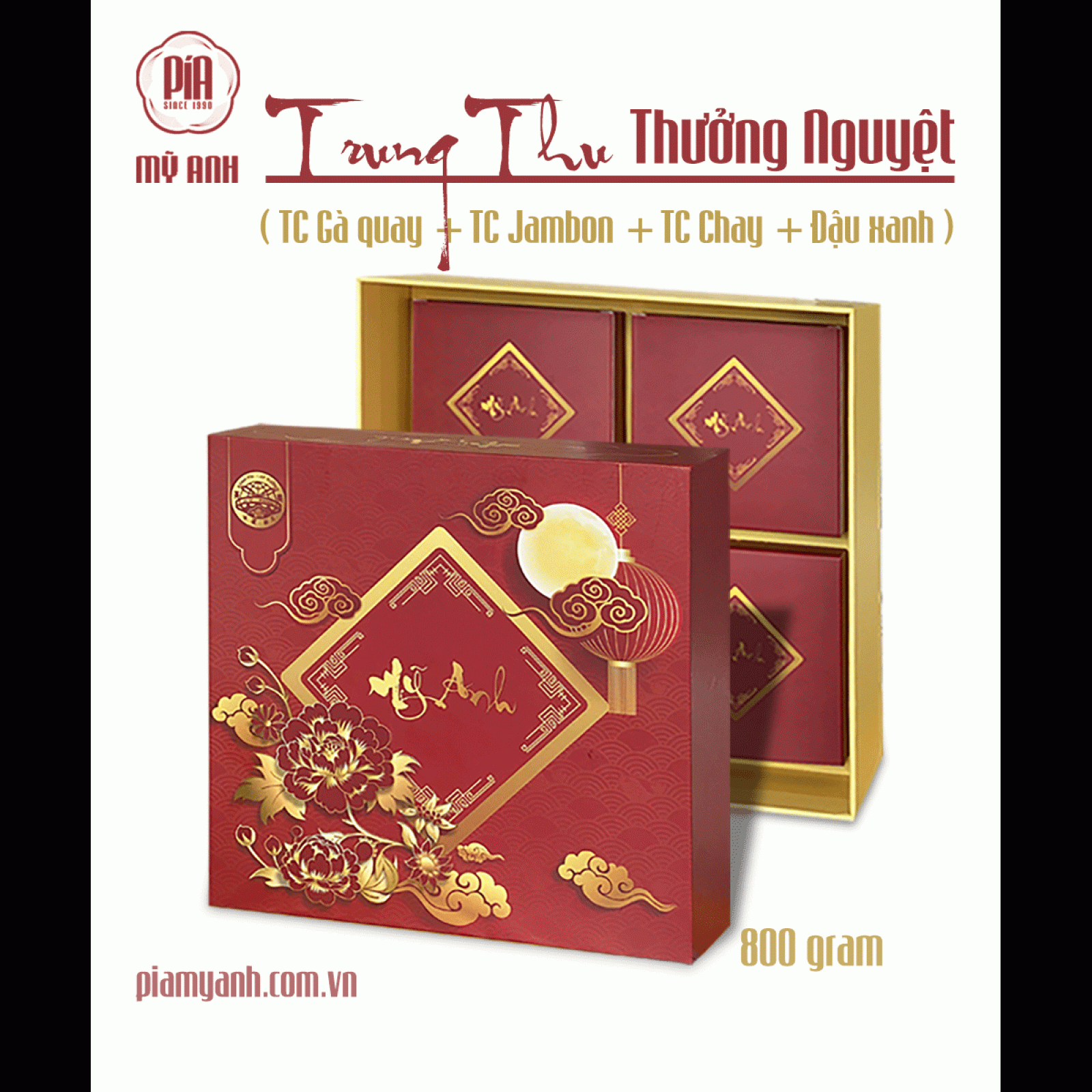 Hộp Trung Thu Thưởng Nguyệt 4 Vị bánh - 800g